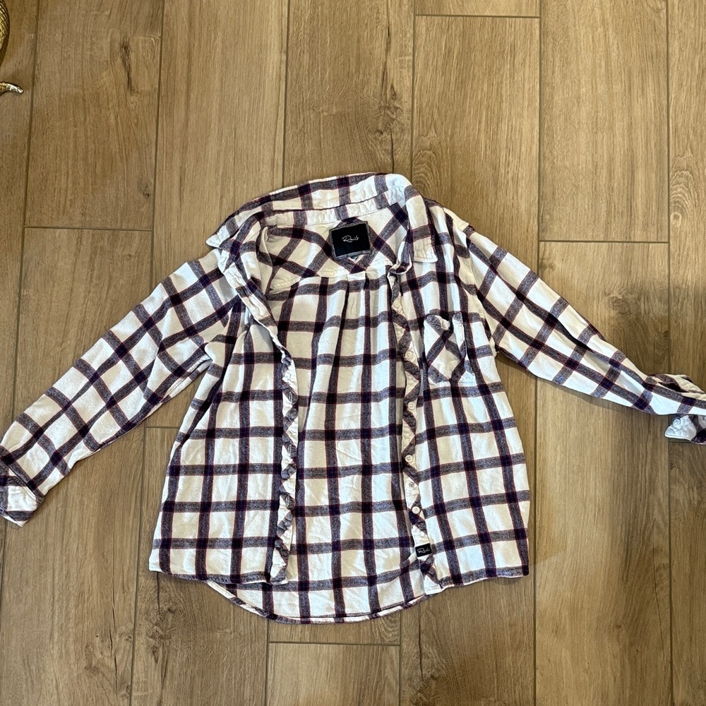 Rails Purple and White Plaid Button Down Shirt